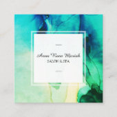 *~*スパ抽象芸術グ芸術的リーンターコイズシック スクエア名刺 (正面)