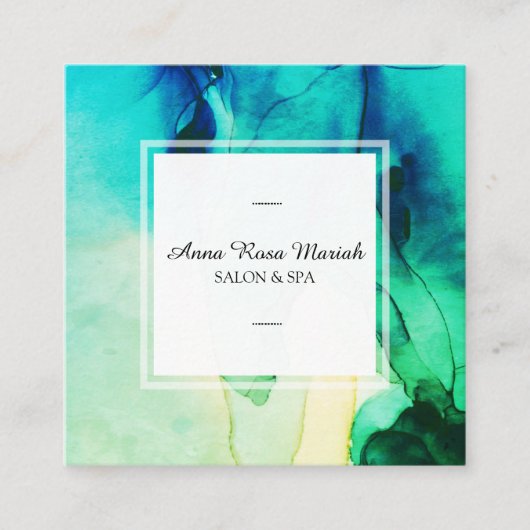 *~*スパ抽象芸術グ芸術的リーンターコイズシック スクエア名刺 (正面)