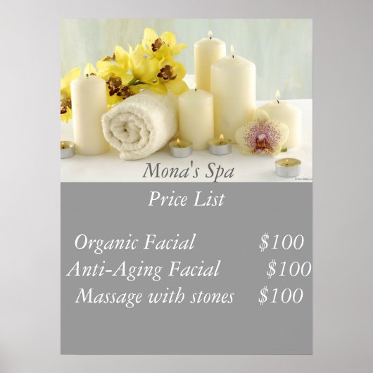 スパ料金表 ポスター (正面)