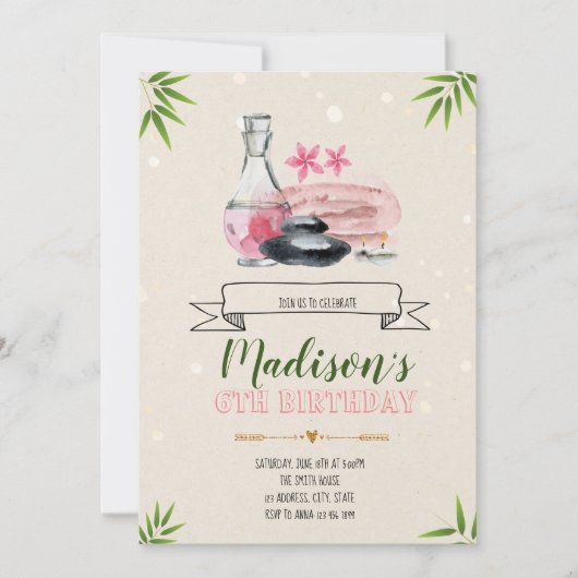 スパ日パーティーの招待 招待状 (正面)