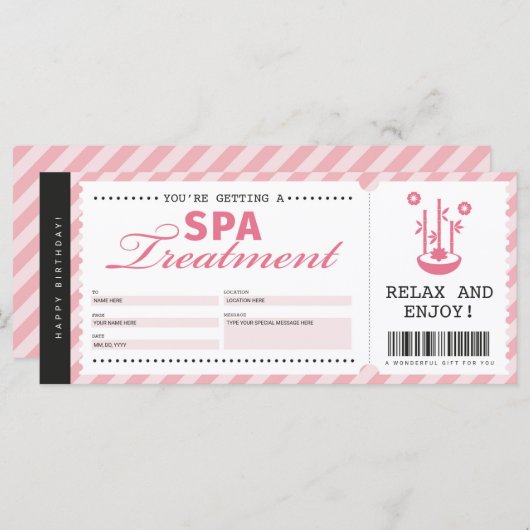 スパ日マッサージピンクギフト伝票証明書 (正面/裏面)