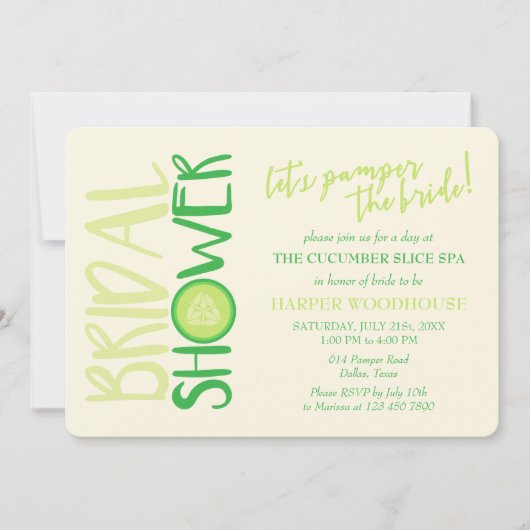 スパ日|は花嫁|のブライダルシャワーを甘やかそう 招待状 (正面)