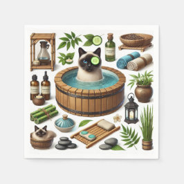 スパ猫をテーマにした猫好き用トリートメント スタンダードカクテルナプキン