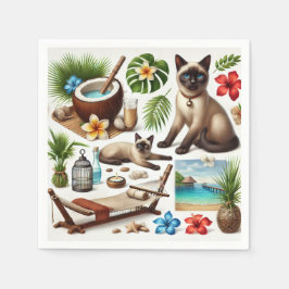 スパ猫をテーマにした猫好き用トリートメント スタンダードカクテルナプキン