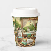 スパ猫をテーマにした猫好き用トリートメント 紙コップ (正面)