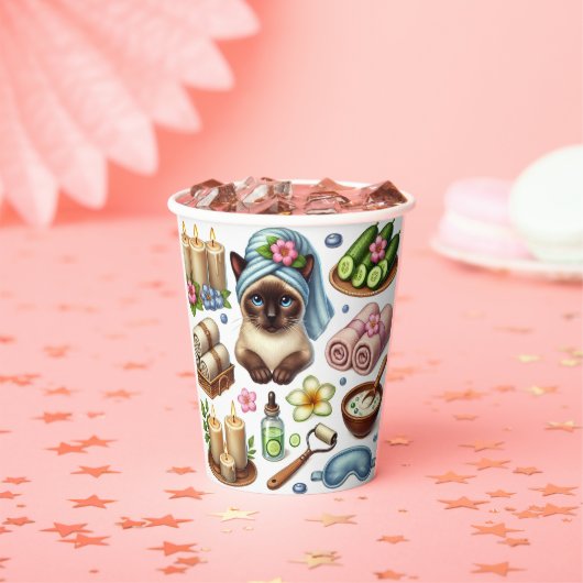 スパ猫をテーマにした猫好き用トリートメント 紙コップ (インサイチュ)