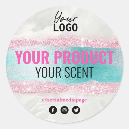 スパ用ラベル及びスキンケアピンクブルー ラウンドシール (正面)
