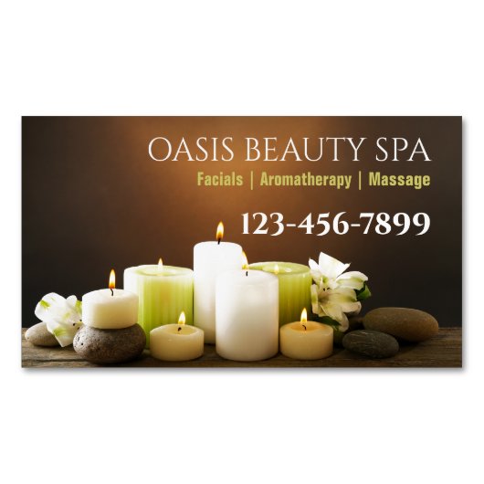 スパ美しいサロンマッサージエステティシャンアロマセラピー マグネット名刺 (正面)