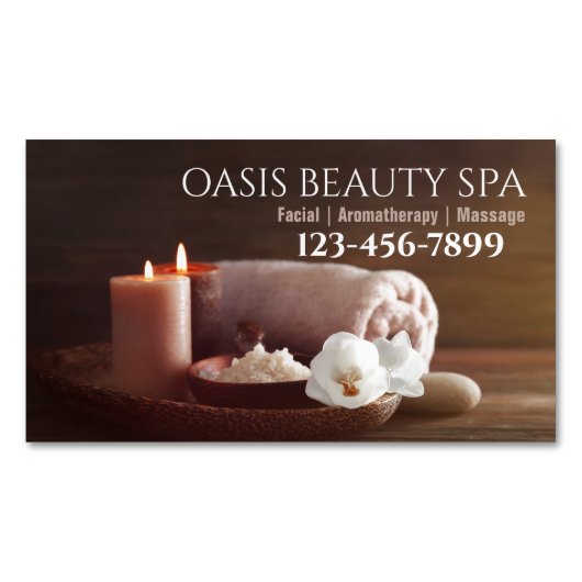 スパ美しいサロンマッサージセラピーアロマセラピー マグネット名刺 (正面)