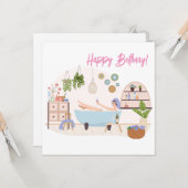 スパ自気にハッピーバースデー女性ギフト カード (正面/裏面インサイチュ)