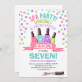 スパ誕生日の招待状マニキュアーズサロンピンク 招待状 (正面/裏面)