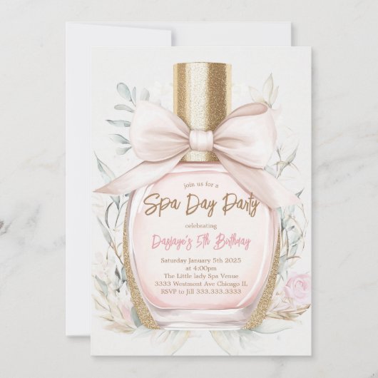 スパ誕生日グラムのメイクアップ誕生日パーティー 招待状 (正面)