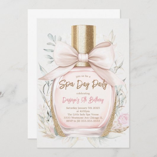 スパ誕生日グラムのメイクアップ誕生日パーティー 招待状 (正面/裏面)
