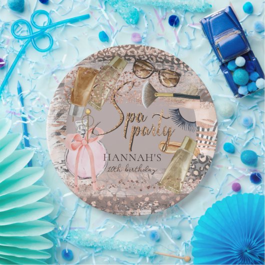 スパ誕生日サファリグリッター ペーパープレート (パーティー)