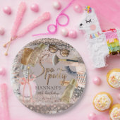 スパ誕生日サファリグリッター ペーパープレート (パーティー)