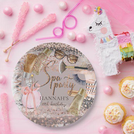 スパ誕生日サファリグリッター ペーパープレート (パーティー)