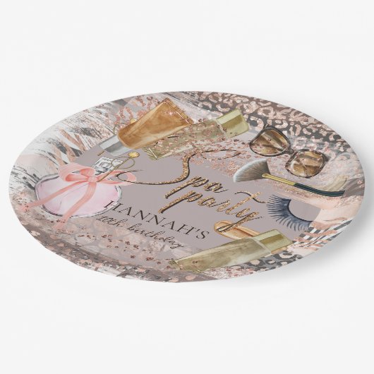 スパ誕生日サファリグリッター ペーパープレート (アングル)