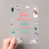 スパ誕生日パンパーパーティー誕生日 アクリル招待状 (インサイチュ (ポータブル))