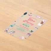 スパ誕生日パンパーパーティー誕生日 アクリル招待状 (レイダウン)