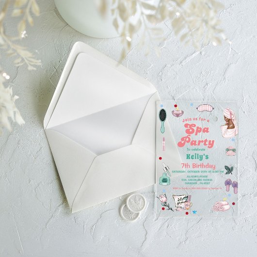 スパ誕生日パンパーパーティー誕生日 アクリル招待状