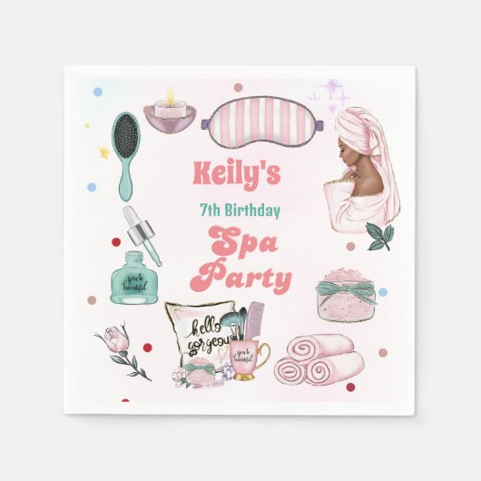 スパ誕生日パンパーパーティー誕生日 スタンダードカクテルナプキン (正面)