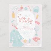 スパ誕生日パーティーの招待 ポストカード (正面)