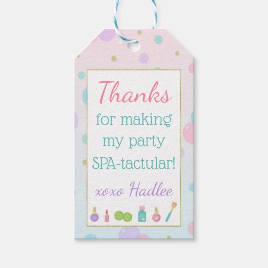 スパ誕生日パーティーメッセージカード ギフトタグ (正面)