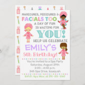 スパ誕生日招待状ガールスパパーティー 招待状 (正面/裏面)