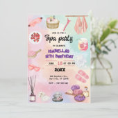 スパ誕生日、任意の年齢、誕生日、スパパーティー 招待状 (スタンド正面)