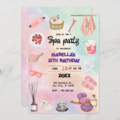 スパ誕生日、任意の年齢、誕生日、スパパーティー 招待状 (正面/裏面)