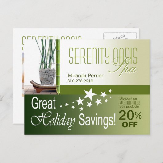 スパ顧客休日割引(オリーブ)はがき ポストカード (正面/裏面)