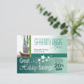 スパ顧客休日割引(ティール(緑がかった色))はがき ポストカード (スタンド正面)