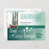 スパ顧客休日割引(ティール(緑がかった色))はがき ポストカード (正面/裏面)