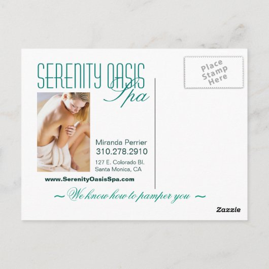 スパ顧客休日割引(ティール（緑がかった色）)はがき ポストカード (裏面)