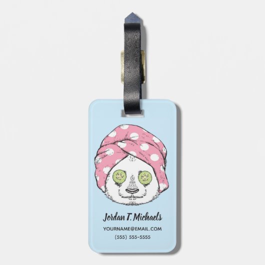 スパ|のパンダはあなたの名前を加えます ラゲッジタグ (裏面縦)