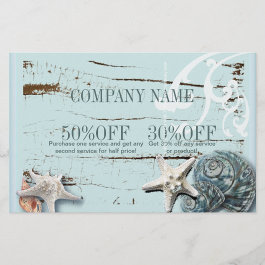 スパ アクアブルー ビーチ ウッド スターフィッシュ シェル チラシ (正面)