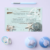 スパ アクア ブルー ビーチ ウッド スターフィッシュ シェル チラシ (シングル)