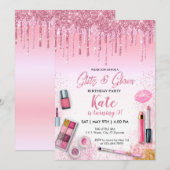 スパ グリッツ＆グリム パーティー ガール 誕生日 招待状 (正面/裏面)