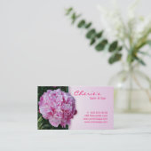 スパ-サロンのピンクのシャクヤクの花の名刺 予約カード (スタンド正面)
