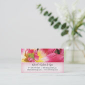 スパ-サロンのピンクの花1の名刺 名刺 (スタンド正面)