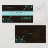 スパ-サロンの花のエレガントなターコイズの名刺 名刺 (正面/裏面)