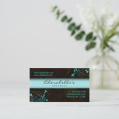 スパ-サロンの花のエレガントなターコイズの名刺 名刺 (スタンド正面)