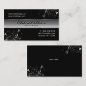 スパ-サロンの花のエレガントな銀製の名刺 名刺 (正面/裏面)