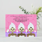 スパ ブライダル シャワー 招待状 ピンクとパープル (スタンド正面)