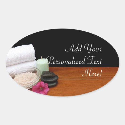 スパ/マッサージ/ペディキュアサロンシーンブラック/カラー 楕円形シール (正面)