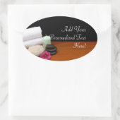 スパ/マッサージ/ペディキュアサロンシーンブラック/カラー 楕円形シール (バッグ)