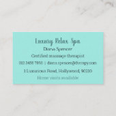 スパ、マッサージ、美しいのセラピスト 名刺 (裏面)