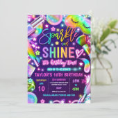 スパ メイク グラマー パーティー ネオン グロー バースデー パーティー 招待状 (スタンド正面)