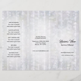 スパ、リラクゼーション、ヘアスタイリストのメニューと料金 チラシ