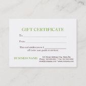 スパ&美しいリゾートギフト証明書 割引カード (裏面)